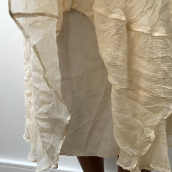 BCBGMaxazria Lace Dress Tulle Silk Fit & Flare Sleeveless Boho Cream Beige 6 New - Picture 10 of 13